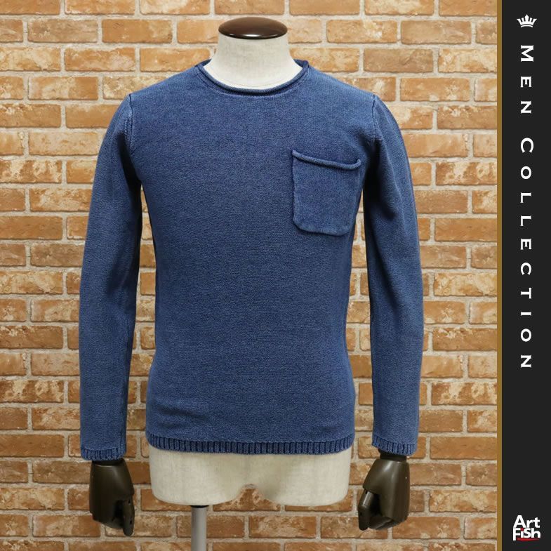 人気，100%新品 1円/秋冬/Stra Raggio/4 S サイズ/丸首ニット 綿100％ カットオフ 胸ポケット 製品染 セーター 長袖 /紺/ネイビー/j321/(Sサイズ)｜売買されたオークション情報、yahooの商品情報をアーカイブ公開 - オ Sサイズ