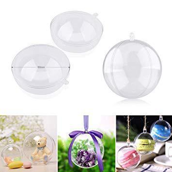 Hmjunboys プラスチックボール 12個セット クリア (直径6cm) 透明中空 オーナメントボール DIY お菓_1