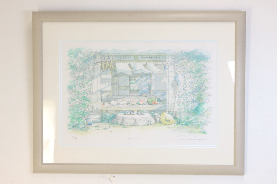 真作版画 牛島憲之 リトグラフ 水郷 静寂の水辺 舟影の風景画 Z49 2026