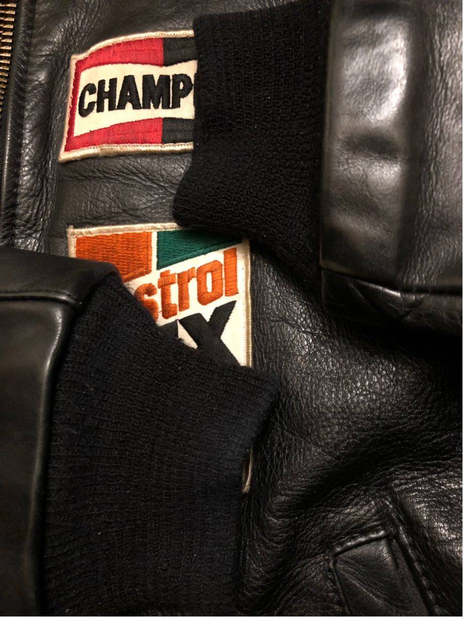 VANSON レザージャケット ワッペン ブラック 42 ビンテージ VANSON バンソン TJP レザー ライダース ジャケット