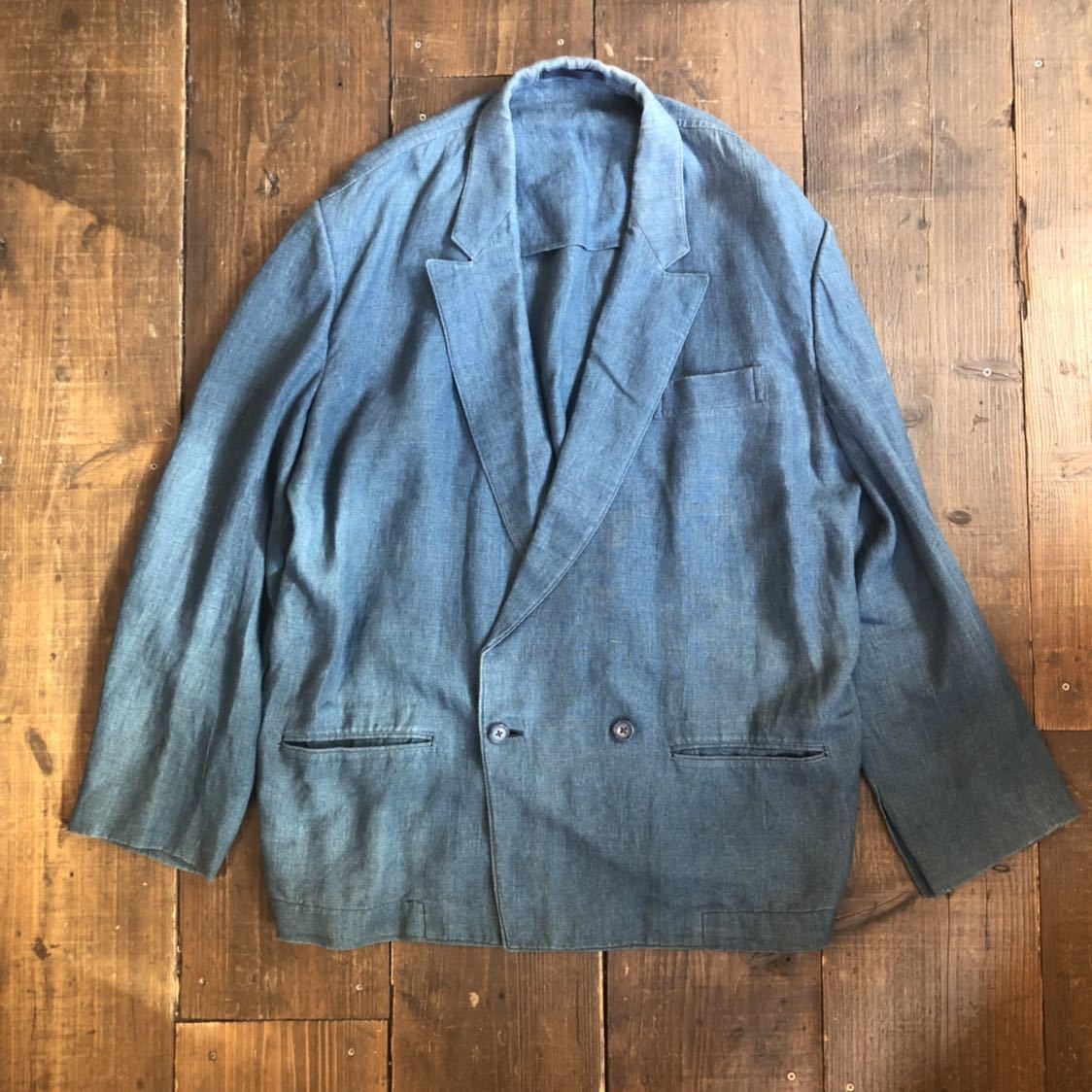 本物保証，大得価 インディゴ リネン 80s YOHJI YAMAMOTO Size:M ダブルブレスト テーラードジャケット 初期 old 90s(テーラードジャケット、ブレザー)｜売買されたオークション情報、yahooの商品情報をアーカイブ公開 男性用