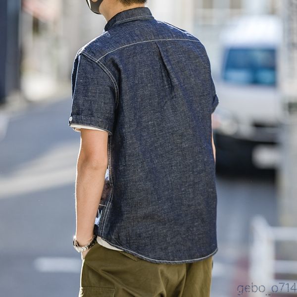 春夏 Vintage 綿100 8 8oz岡山 デニム 半袖シャツ オープンカラーデニムシャツ メンズ ハンドメイド B系 Mサイズ 売買されたオークション情報 Yahooの商品情報をアーカイブ公開 オークファン Aucfan Com