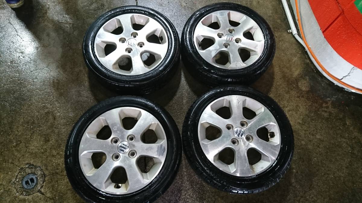 スズキ純正ホイール 14インチアルミ ハスラー ワゴンR ラパン 売り切り タイヤバリ山 売り切り 165/55/14 クモホ 17年製 _1