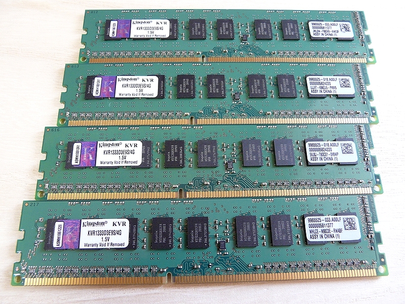 ■Kingston DDR3-1333(PC3-10600) 4GB×4枚 合計１６ＧＢ Unbuffered ♪ 中古超美品 送料無料■_1