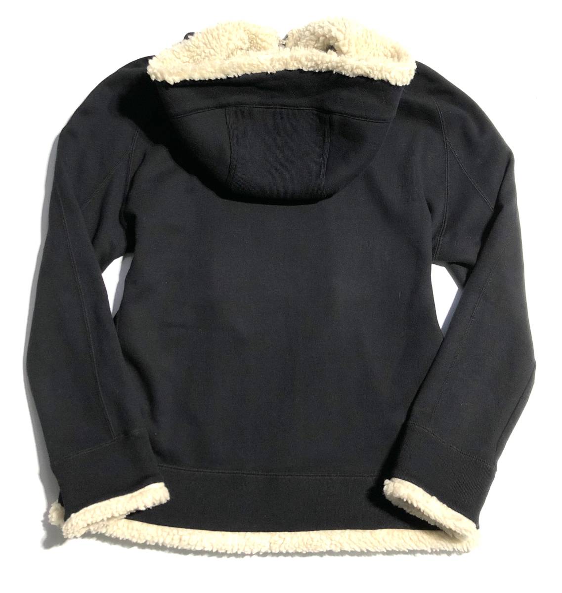 1円 極美品【名作】バーバリーブラックレーベル ボア ジップアップ パーカー 3(L) ビッグホース刺繍 着心地抜群 BURBERRY BLACK LABEL 黒 STARTER BLACK LABEL（スターターブラックレーベル） ブルゾン