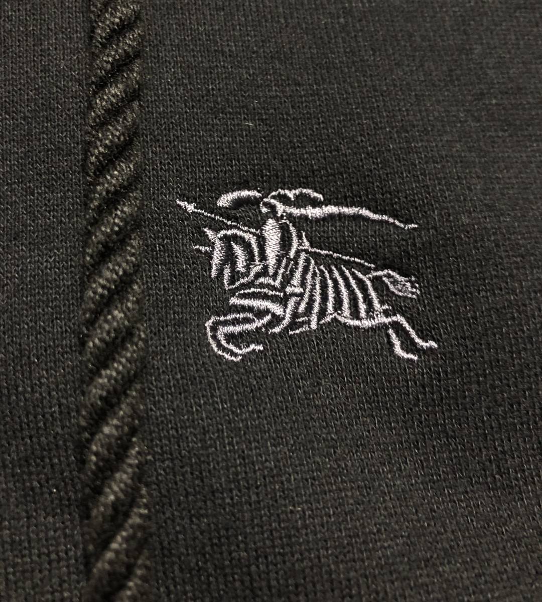 1円 極美品【名作】バーバリーブラックレーベル ボア ジップアップ パーカー 3(L) ビッグホース刺繍 着心地抜群 BURBERRY BLACK LABEL 黒 STARTER BLACK LABEL（スターターブラックレーベル） ブルゾン