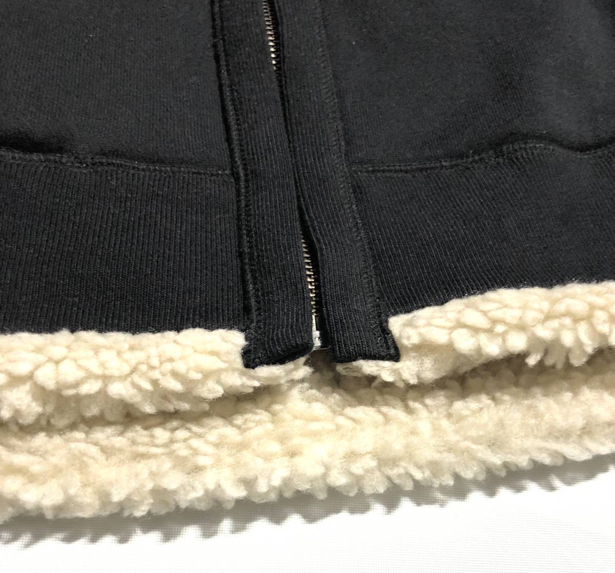 1円 極美品【名作】バーバリーブラックレーベル ボア ジップアップ パーカー 3(L) ビッグホース刺繍 着心地抜群 BURBERRY BLACK LABEL 黒 STARTER BLACK LABEL（スターターブラックレーベル） ブルゾン