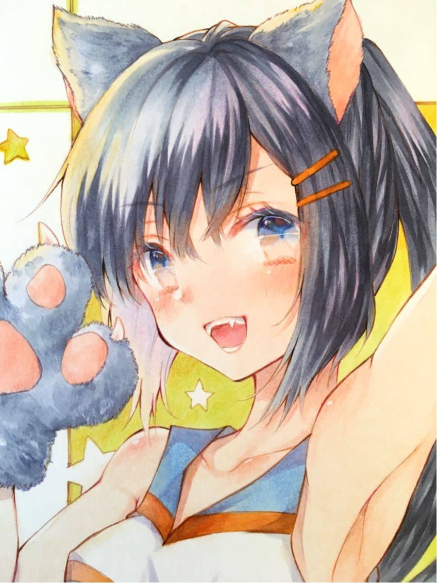 手描きイラスト オリジナル B5 猫耳 チアガール 修正痕あり 手描きイラスト 売買されたオークション情報 Yahooの商品情報をアーカイブ公開 オークファン Aucfan Com