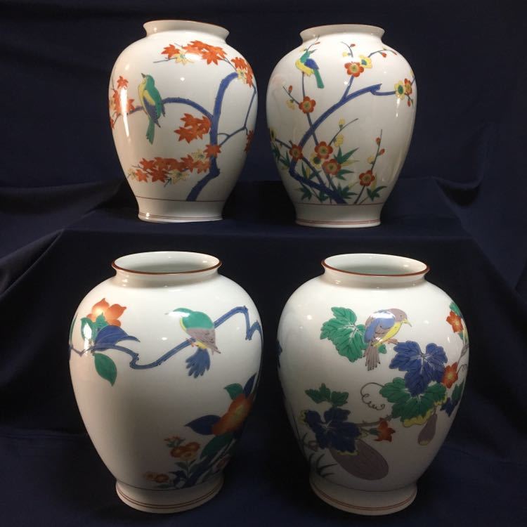 香蘭社 酒井田柿右衛門 原画 十三代 花鳥図 夏 花瓶 壺 KORANSHA