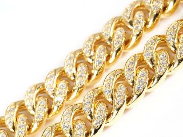 【限定入荷】最高品質 極太 マイアミキューバ チェーン ダイヤモンド ブレスレット ゴールド《輝・迫力最高》(希少アイテム SV925 刻印有 1_3