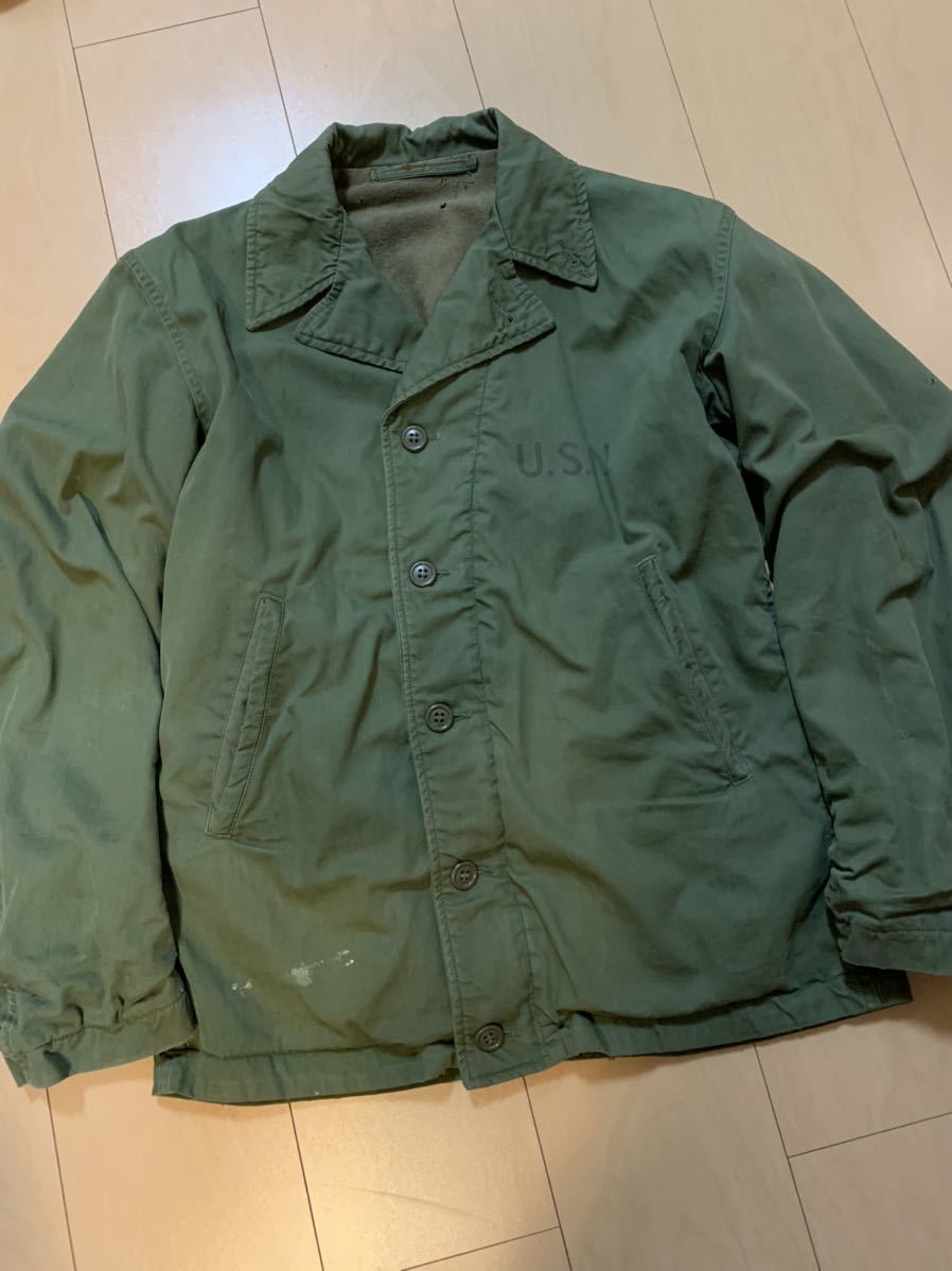 希少 米軍実物 40s ヴィンテージ US NAVY N4 デッキジャケット 36 S
