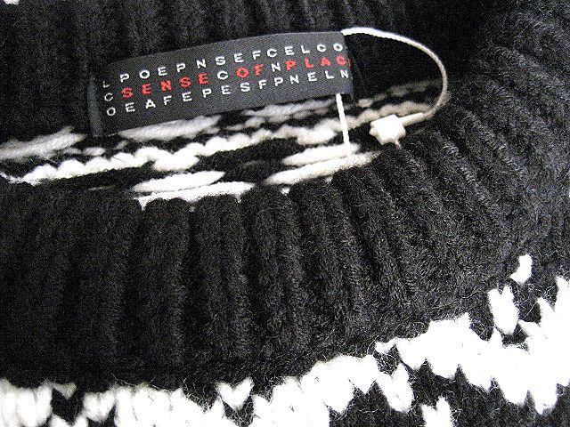 新品▼アーバンリサーチ　クルーネック　ノルディック柄ニット　ブラック　UABAN RESEARCH SENSE OF PLACE(M)