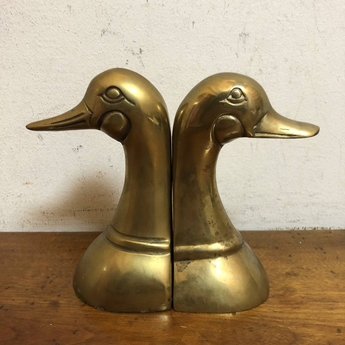 ビンテージ　真鍮　ブックスタンド　アヒル　動物　鳥　金属　置物　雑貨　USA　インテリア　1203_1