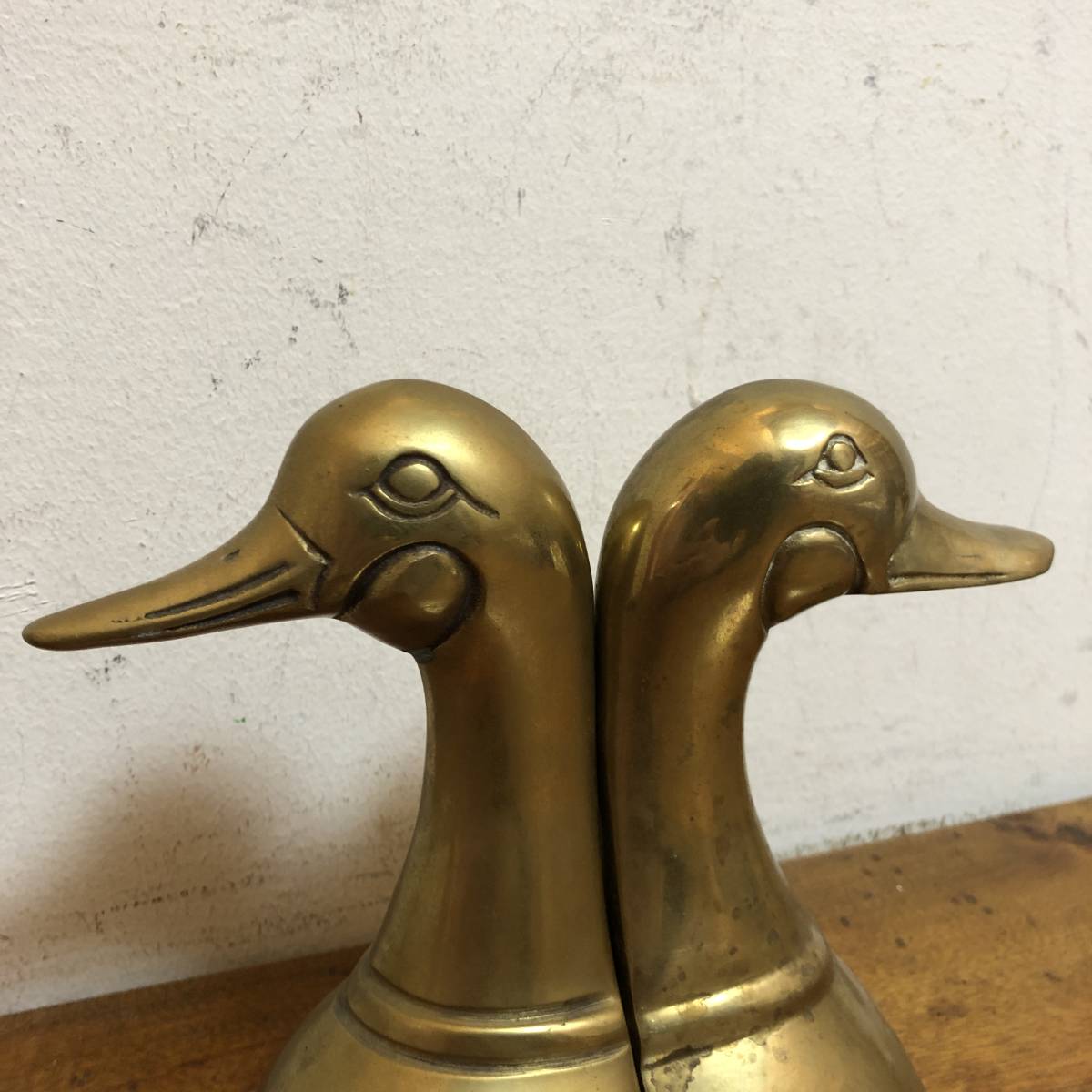 ビンテージ　真鍮　ブックスタンド　アヒル　動物　鳥　金属　置物　雑貨　USA　インテリア　1203_2