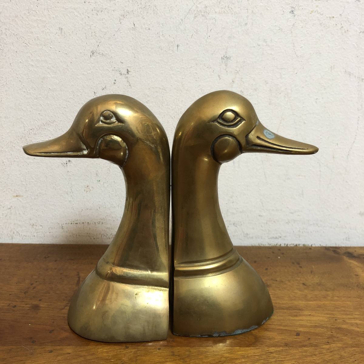 ビンテージ　真鍮　ブックスタンド　アヒル　動物　鳥　金属　置物　雑貨　USA　インテリア　1203_3