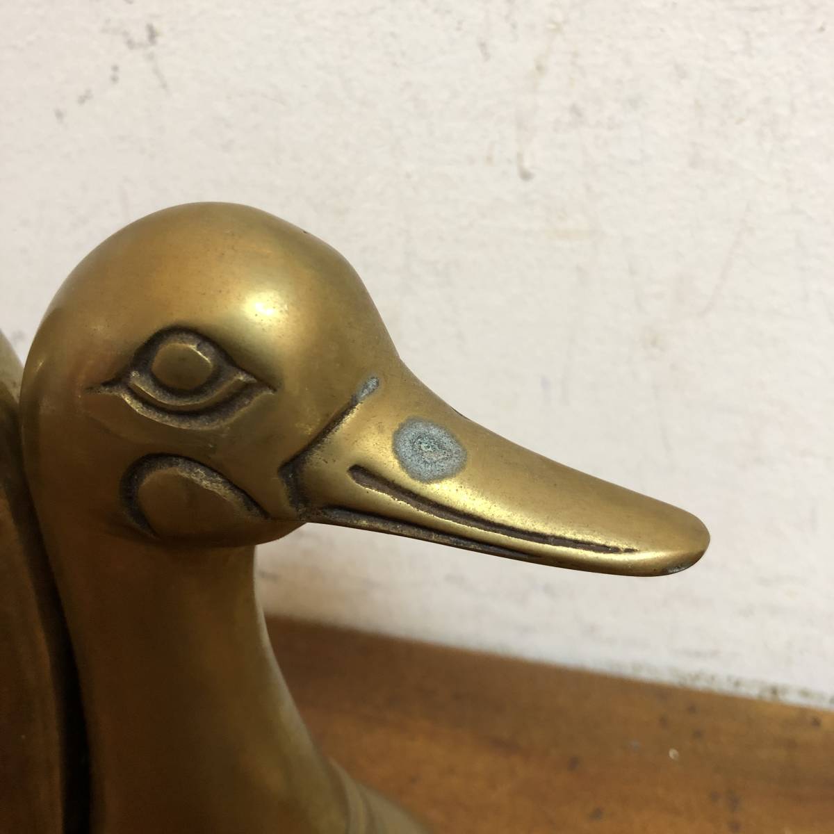 ビンテージ　真鍮　ブックスタンド　アヒル　動物　鳥　金属　置物　雑貨　USA　インテリア　1203_4