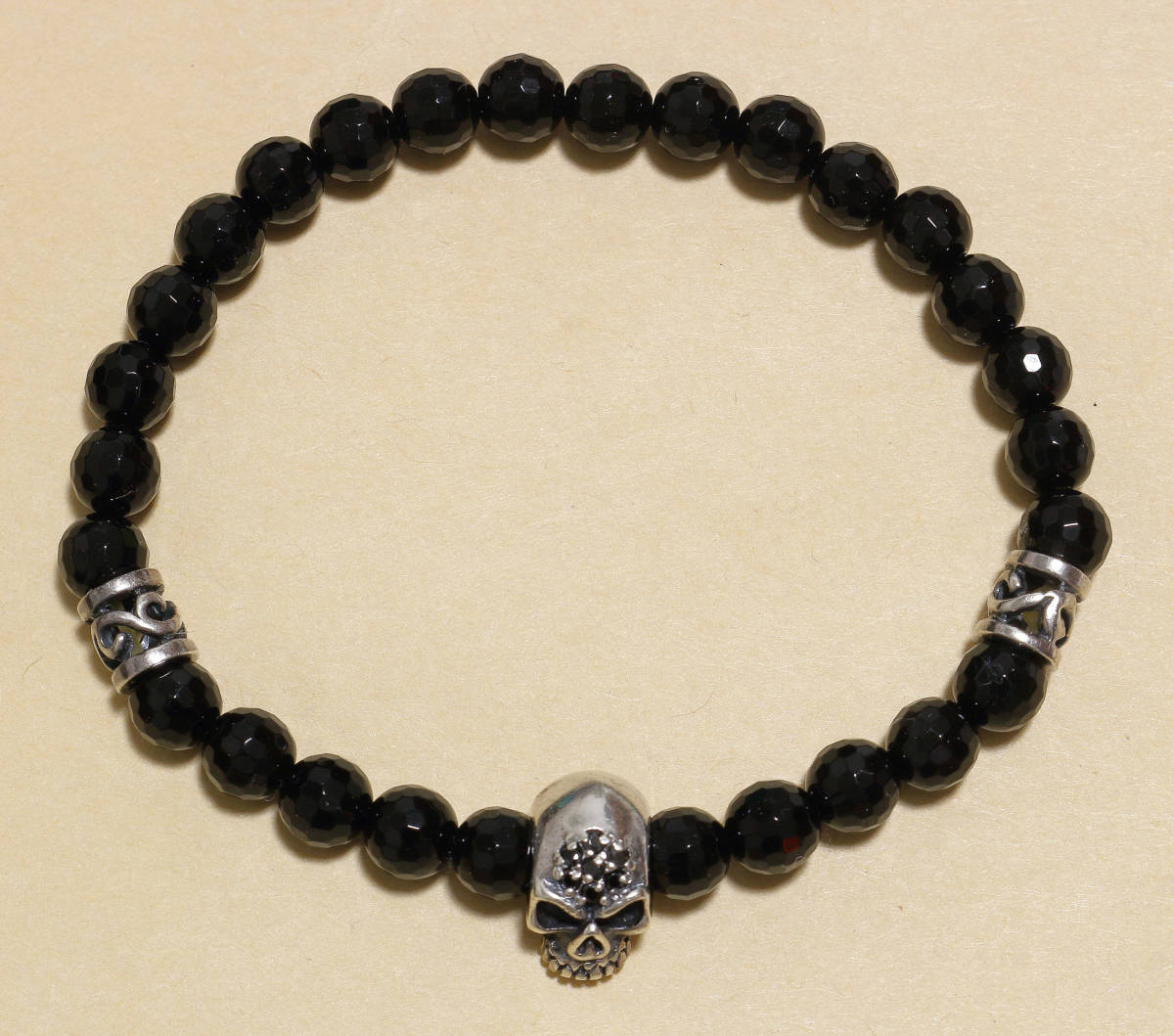 SILVER 925 オニキス スカル ブレスレット 髑髏 ドクロ 骸骨 ガイコツ