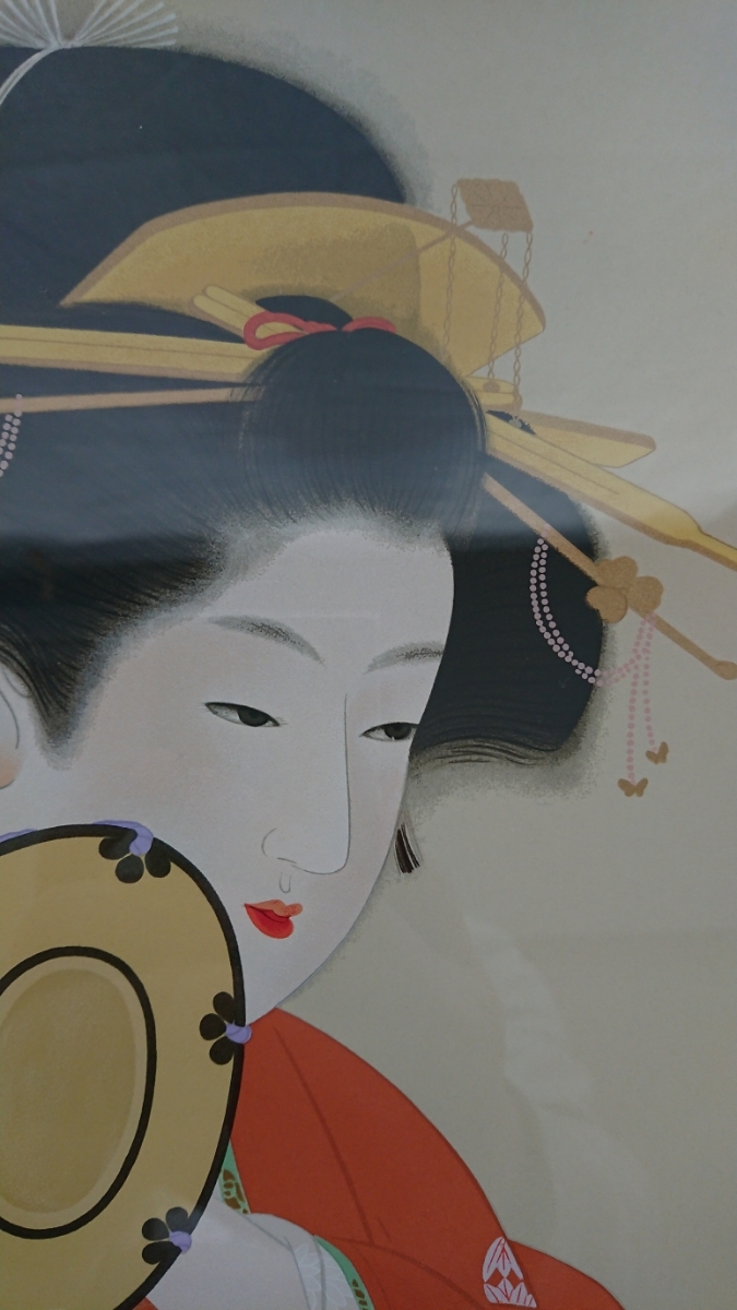 鼓の音 上村松園 最高品質シルクスクリーン 上村松園「鼓の音」シルク