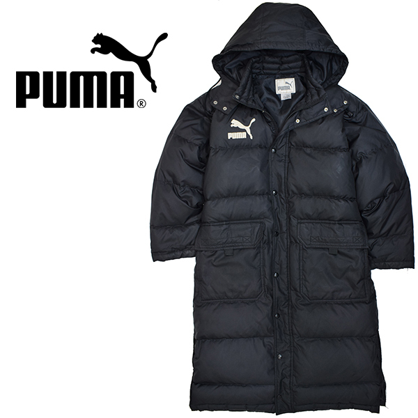 人気SALE，SALE PUMA プーマ 撥水軽量 取り外し可フード付き ロングダウンコート ダウンベンチコート 黒 S~M(コート)｜売買されたオークション情報、yahooの商品情報をアーカイブ公開 - オークファン コート