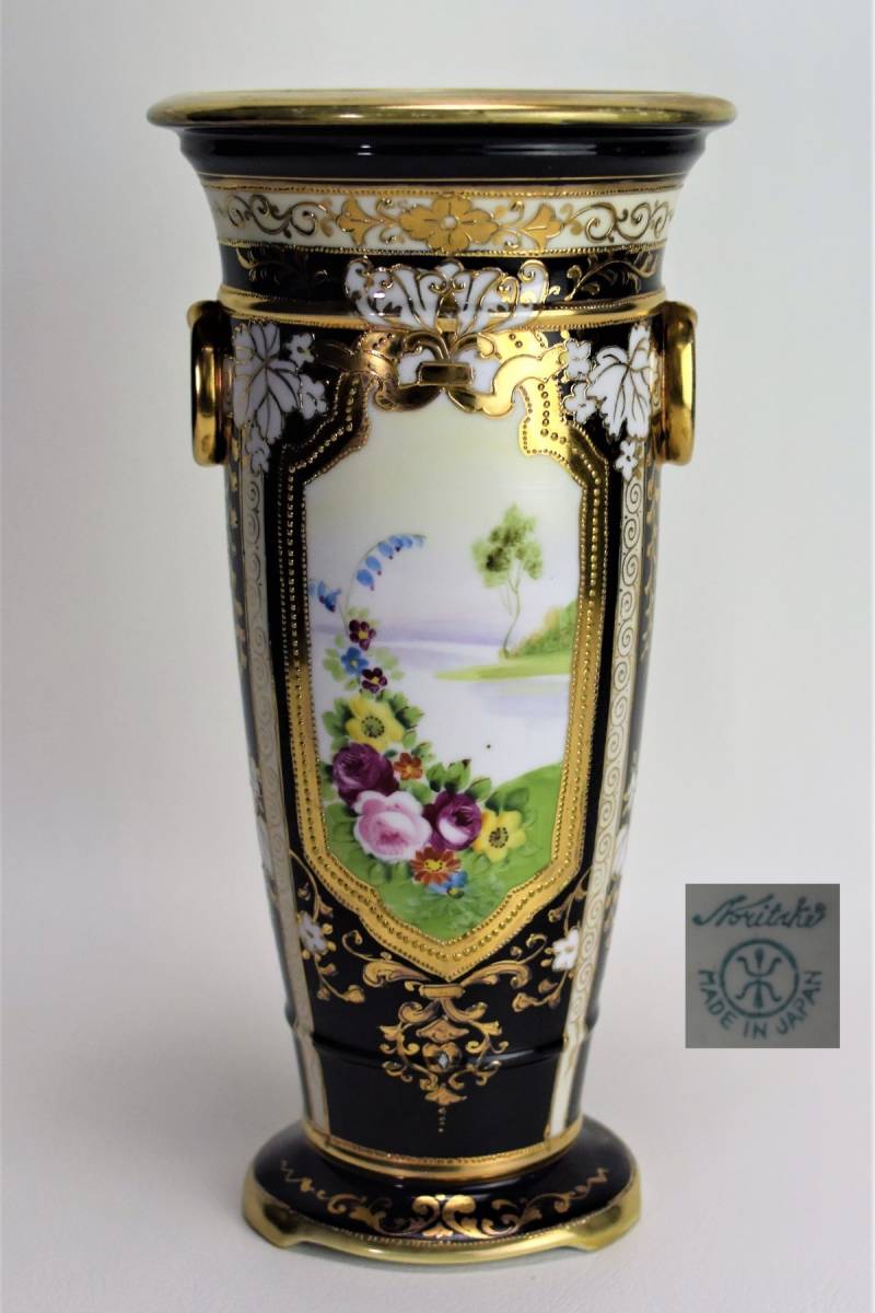 オールドノリタケ Noritake 花瓶 黒 状態良好 NoritakeMADEINJAPAN