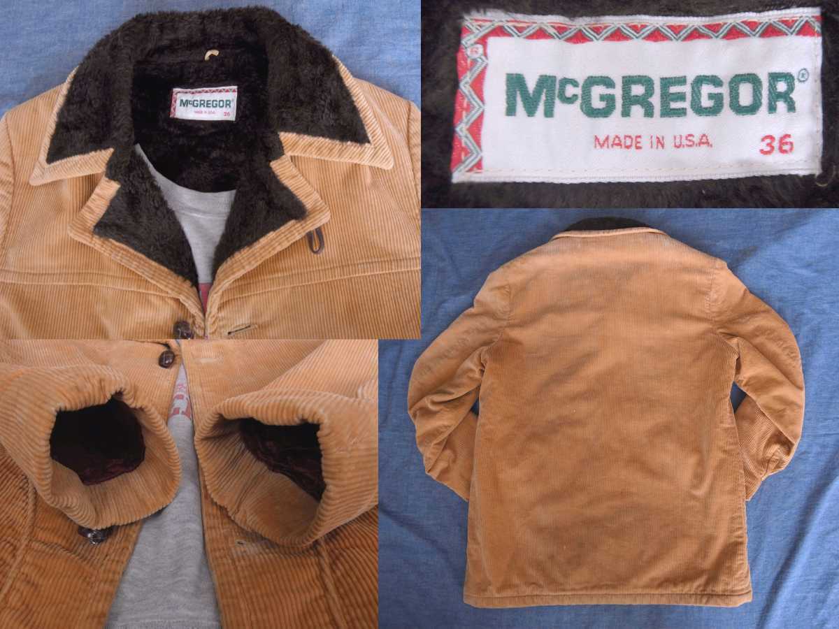 70s 80s ビンテージ McGREGOR コーデュロイ BOAファー USA アメリカ製 