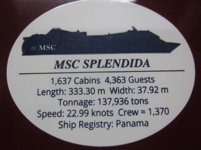 1734REZ☆MSC SPLENDIDA(スプレンディダ) 船の置物 箱入り 模型☆中古