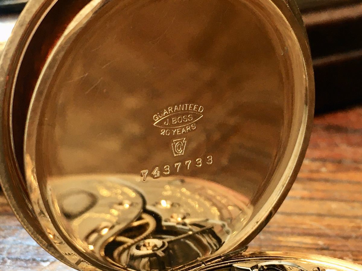 アンティーク 1912年 金張りハンターケース エルジン19石 ELGIN 手巻き 
