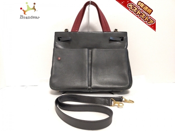 バリー BALLY トートバッグ レザー 黒×レッド バッグ