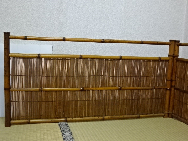 ☆竹峰作/刻【銘竹 風炉先屏風】紙箱入り 竹と葦の