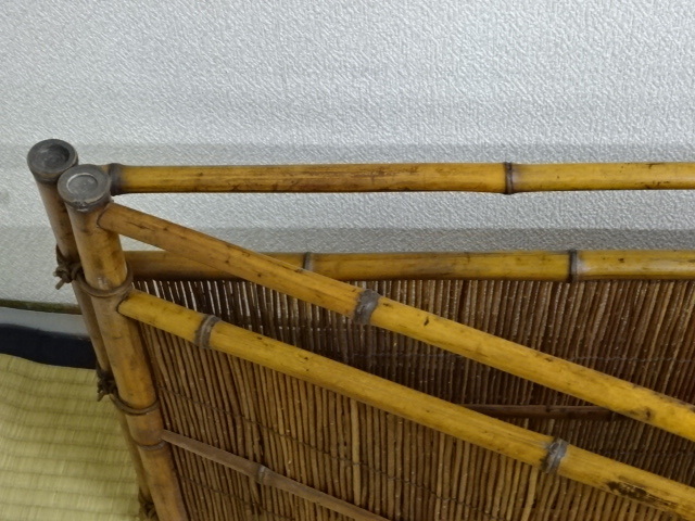 ☆竹峰作/刻【銘竹 風炉先屏風】紙箱入り 竹と葦の