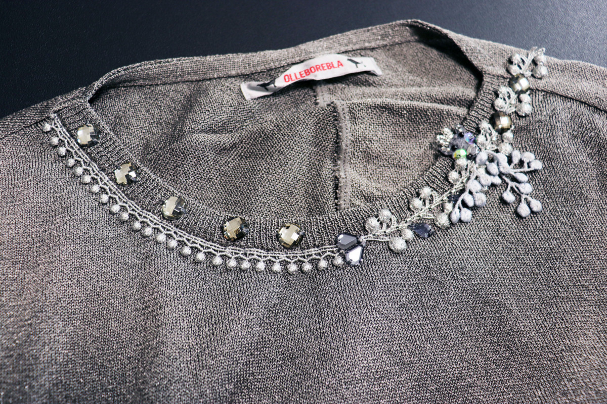 25SS✨タグ付新品✨オレボレブラ　ビジュー　 フリル 天竺 ニット　M 25SS✨タグ付新品✨オレボレブラ フリル 天竺 ニット M ビジュー 未
