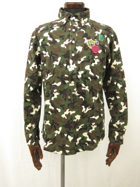 格安，高品質 パーリーゲイツ PEARLY GATES 長袖 ポロシャツ メンズ size4 カーキ系 迷彩柄 ワッペン風装飾 定価25000円 8MK4466(パーリーゲイツ)｜売買されたオークション情報、yahooの商品情報をアーカイブ公開 - シャツ