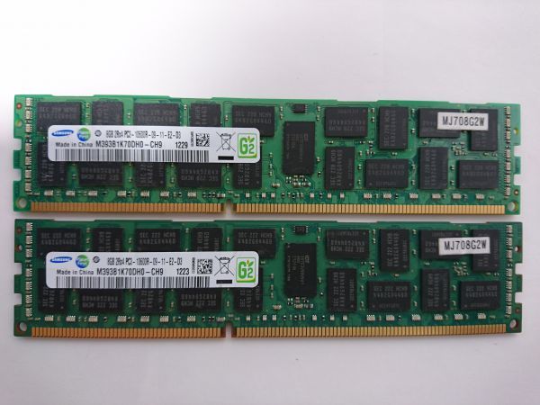 中古品☆Samsung メモリ 8GB 2Rx4 PC3-10600R-09-11-E2-D3☆8G×2枚 計