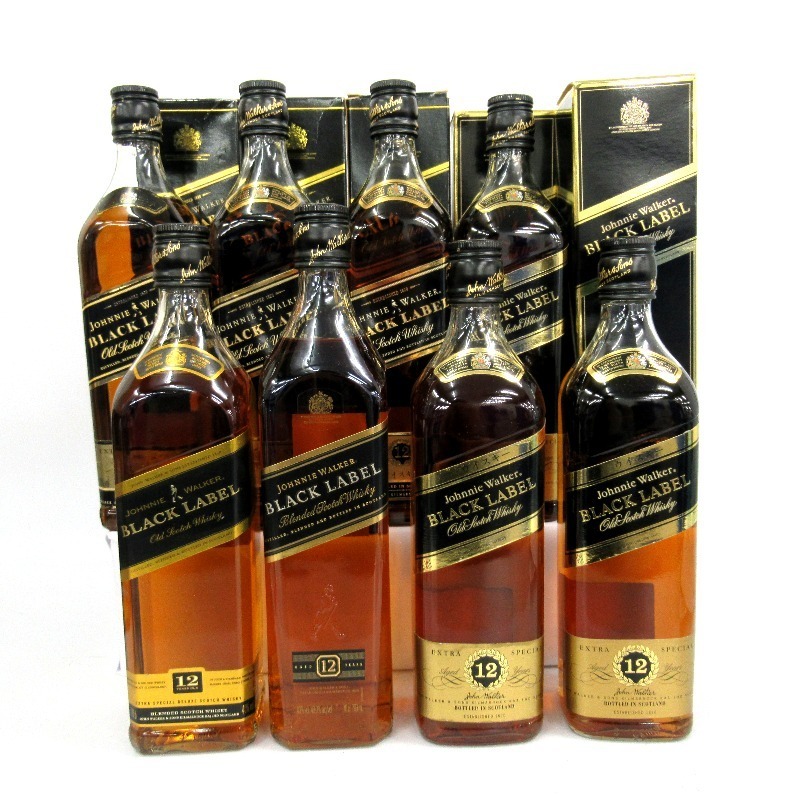 ジョニーウォーカー ブラックラベル 金キャップ 特級 750ml ３本セット ジョニーウォーカー ブラックラベル 黒キャップ 7本セット 700/750ml