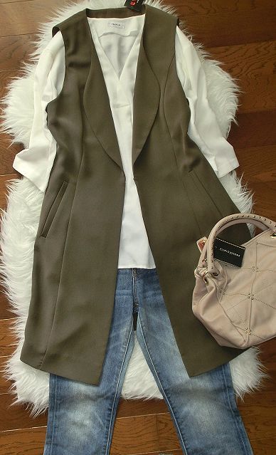 新品タグ付*EVEX by クリッツィア*ロングベスト*ジレ*ブラウン*三陽商会*サイズ４０