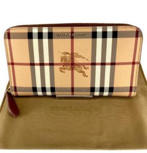 BURBERRY バーバリー 長財布 チェック柄ラウンドジップ　light elderberry