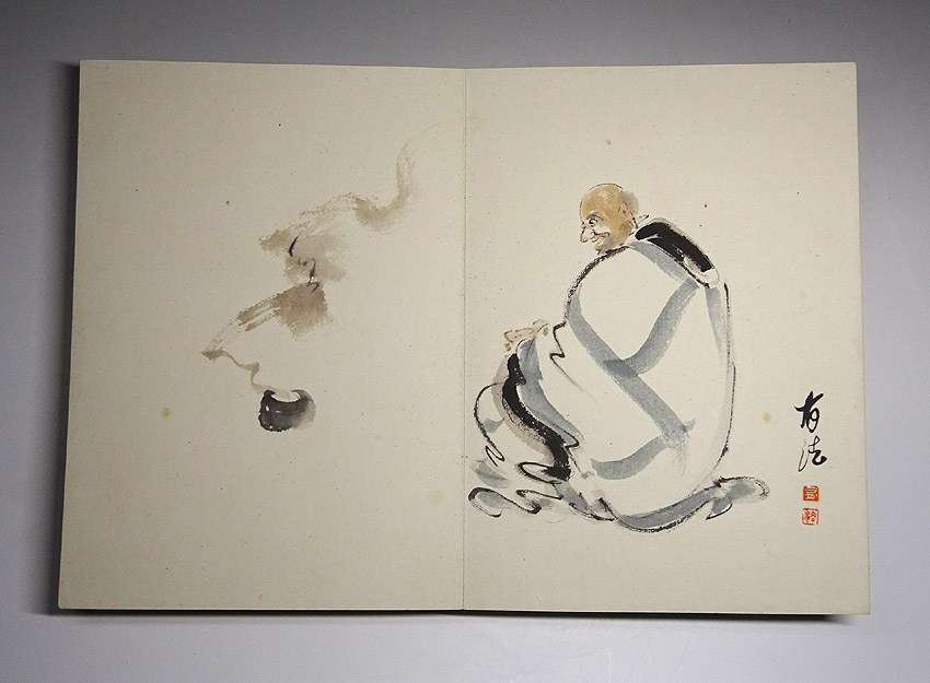 緑屋*x□ 画帳 肉筆書画(画10図) 在銘 人物 山水 花鳥