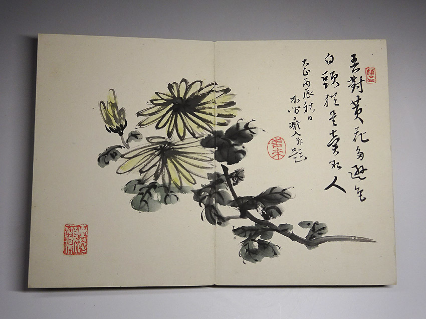 緑屋*x□ 画帳 肉筆書画(画10図) 在銘 人物 山水 花鳥