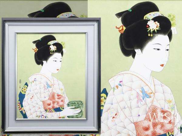真作】【WISH】白鳥映雪 「初釜」15号 大作 日本画 共シール ◇魅惑の