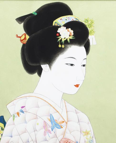 真作】【WISH】白鳥映雪 「初釜」15号 大作 日本画 共シール ◇魅惑の