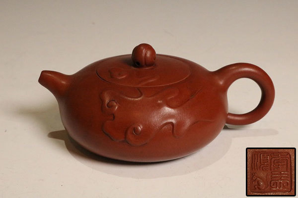 唐物 朱泥 急須 紫砂 中国宜興 時代物 朱泥急須 煎茶壷宜興紫砂