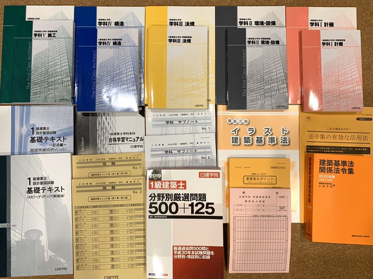 一級建築士　2020年教科書　テキスト　問題集 一級建築士 2020年度 日建学院テキスト問題集 ST83-118 日建学院 一級
