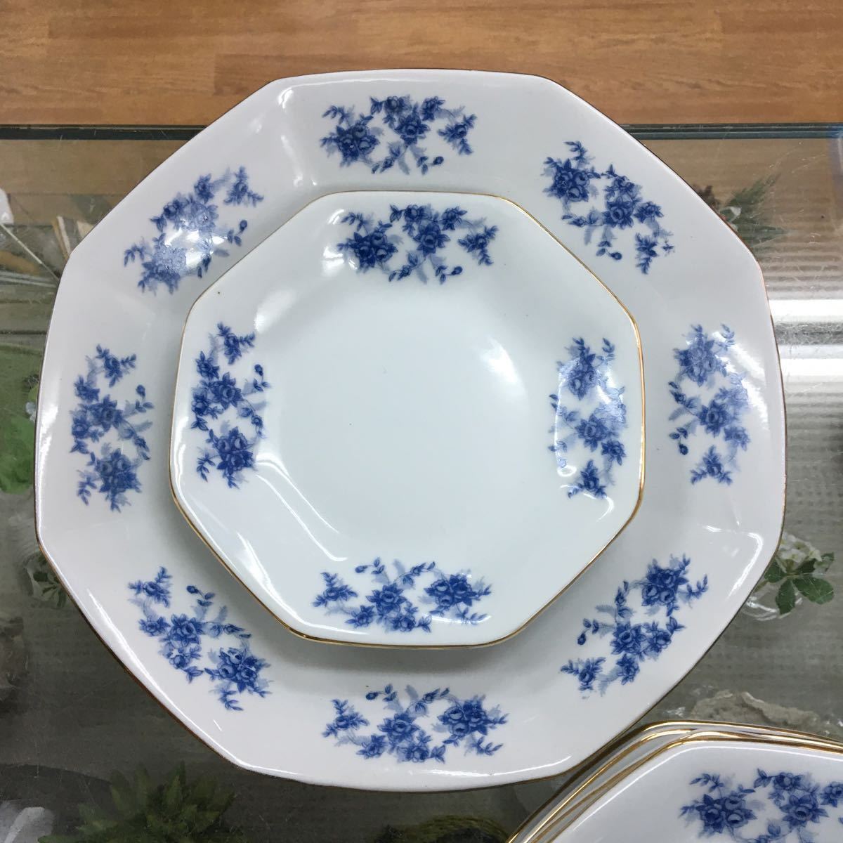 八角皿 | レトロ中華 - 中華 6&frasl;11迄昭和レトロ 平皿 スーパーSALE限定クーポン配布中 角皿 古伊万里 [山水風景文図] 八角絵皿 年代物 染付 kinari 洋食
