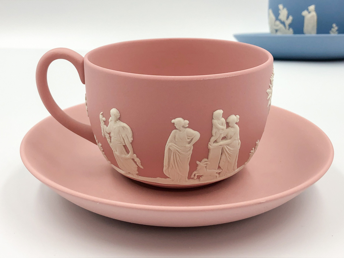 WEDGWOOD ウェッジウッド ジャスパー カップ&ソーサー ブルー ピンク