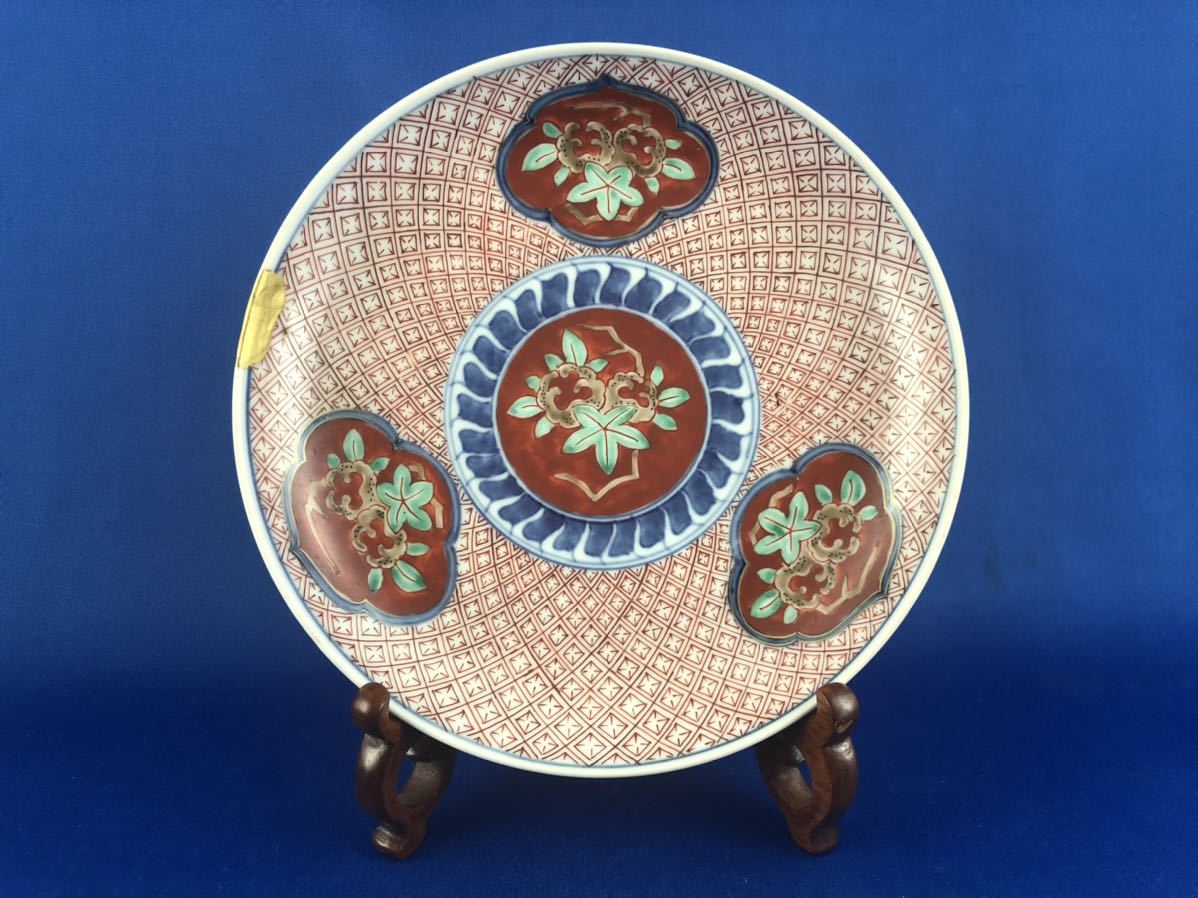 【送料無料】◆古伊万里◆花文様 赤絵皿 16.7cm◆江戸期