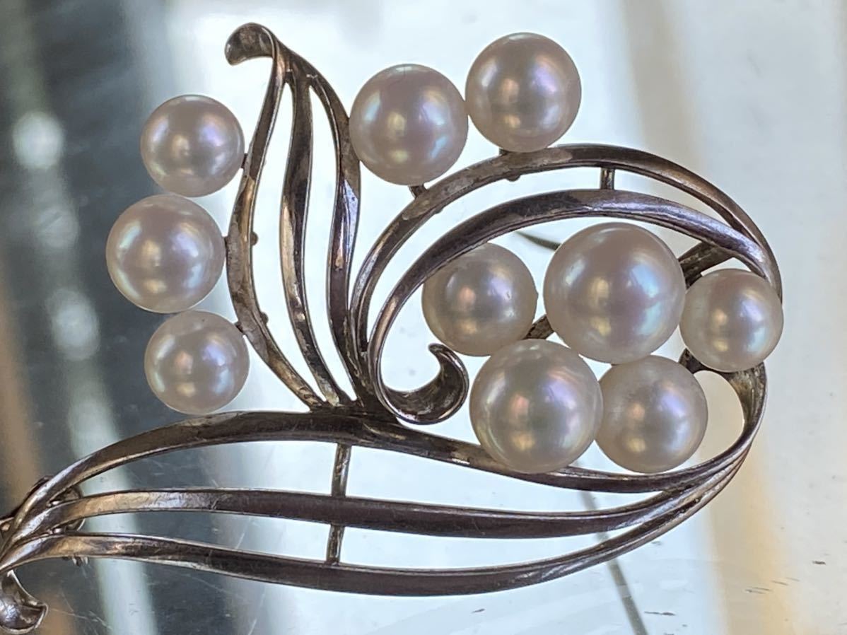 MIKIMOTO ミキモト 御木本真珠島 パール ブローチ 真珠 ヴィンテージ MIKIMOTO ミキモト 御木本真珠店 ヴィンテージ シルバー ブローチ