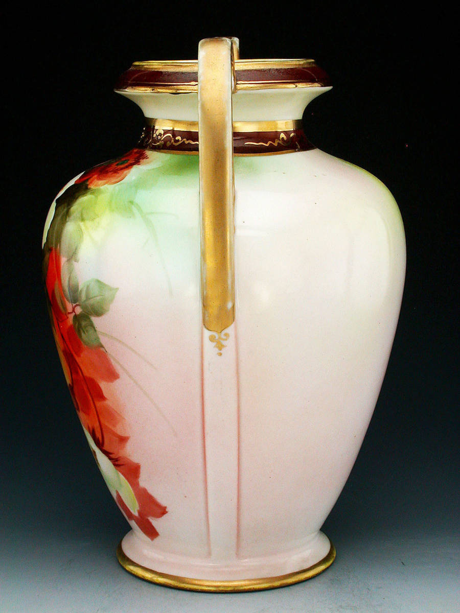 オールドノリタケ大銘品!! オールドノリタケ・金盛上野薔薇図紋羊歯両