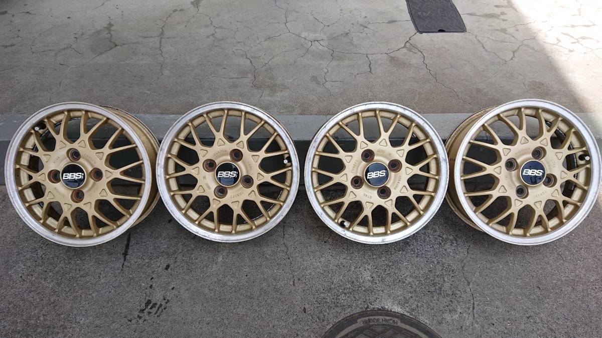 超希少！ガリ傷ほぼ無し！BBS 鍛造 ゴールド スバル純正 13インチ 