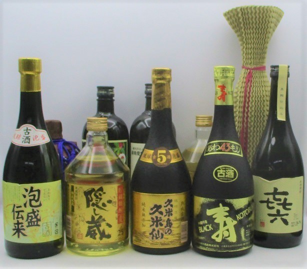お*ー様 洋酒 泡盛 まとめ売り 1円】 スタート 焼酎 泡盛 10本セット きろく 寿 久米島の久米仙 等 古