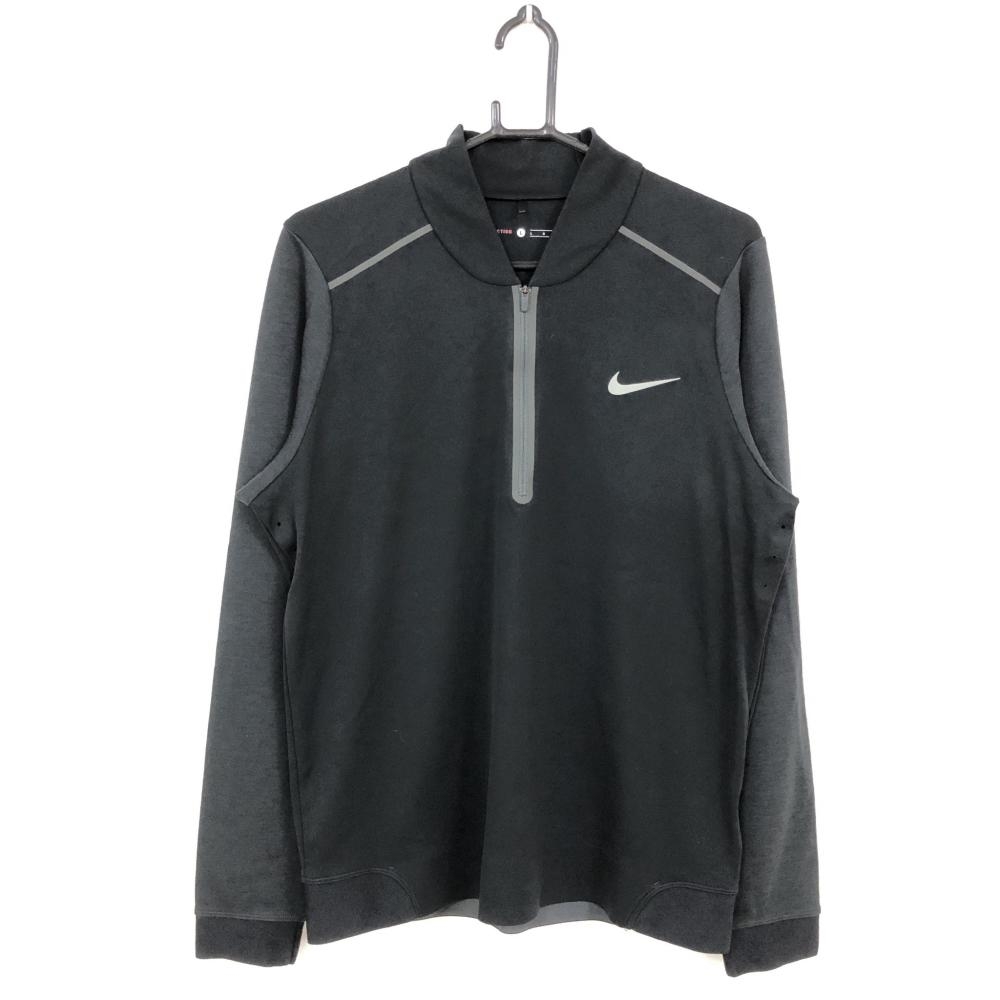 赤字超特価，品質保証 超 NIKE ナイキ 長袖ハイネックシャツ 黒 ハーフジップ 異素材 メンズ L ゴルフウェア(ナイキ)｜売買されたオークション情報、yahooの商品情報をアーカイブ公開 - オークファン シャツ
